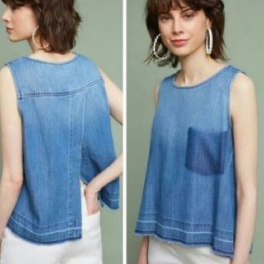 cloth & stone Chambray Tank Top Distressed Size XS
